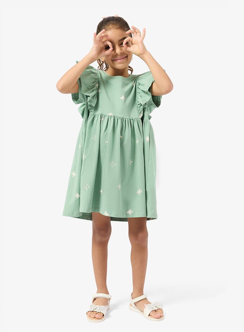 Pinata Ruffle Shoulder Printed Summer Dress - Image 2